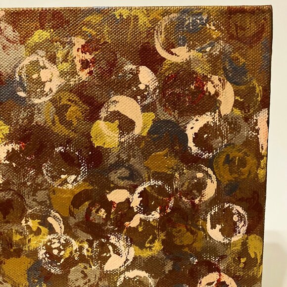 Metallic Dots Abstract Wall Art Work Original Painting 8" Square Artist Signed - Picture 6 of 10